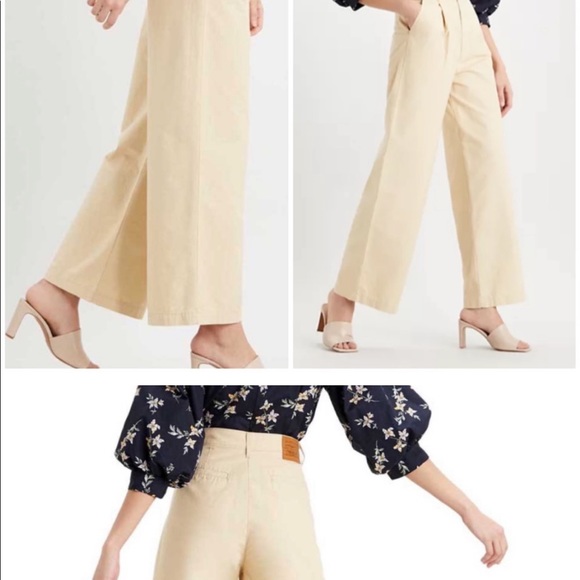 Levi’s Premium High Loose Pleated Twill Pant in Semolina Natural - Picture 1 of 3